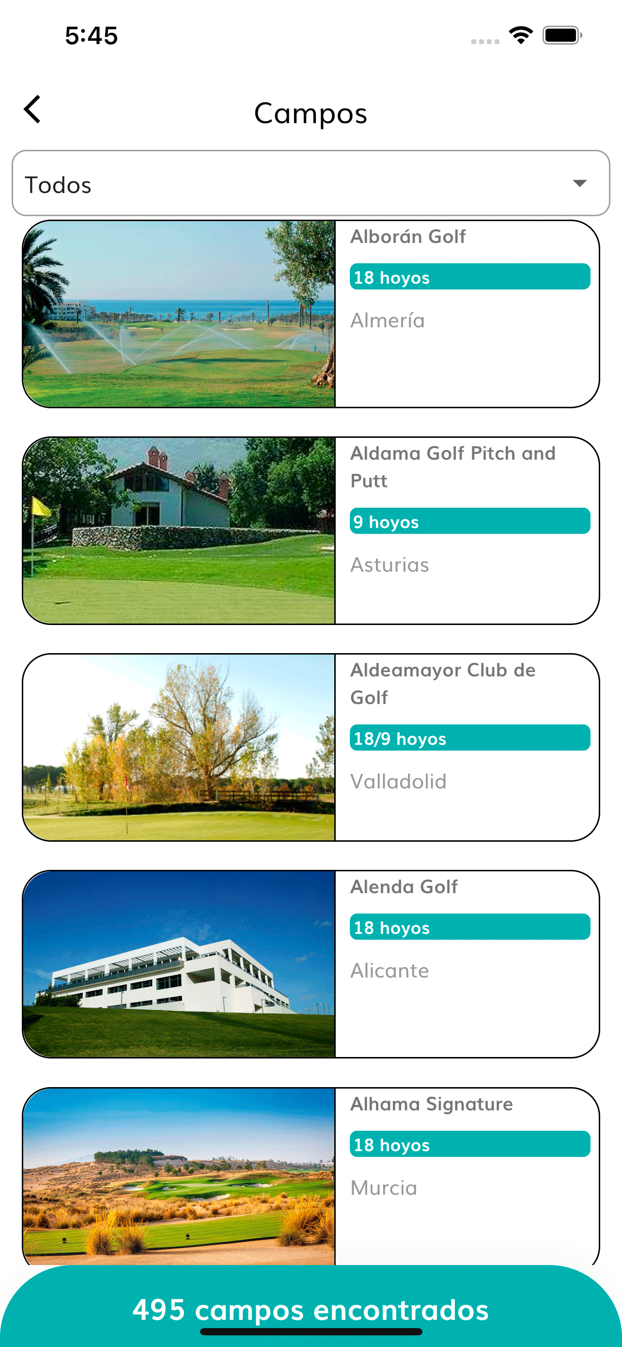 Tee de Salida - listca campos